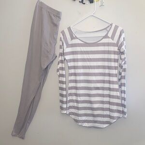 Pantsuit casual woman’s Striped Long Sleeve Top and Pants